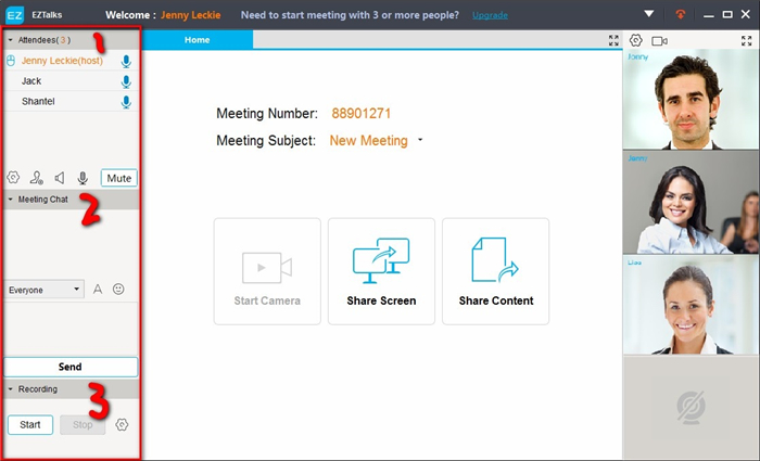 virtual meeting room sidebar