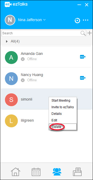 delete contacts in eztalks